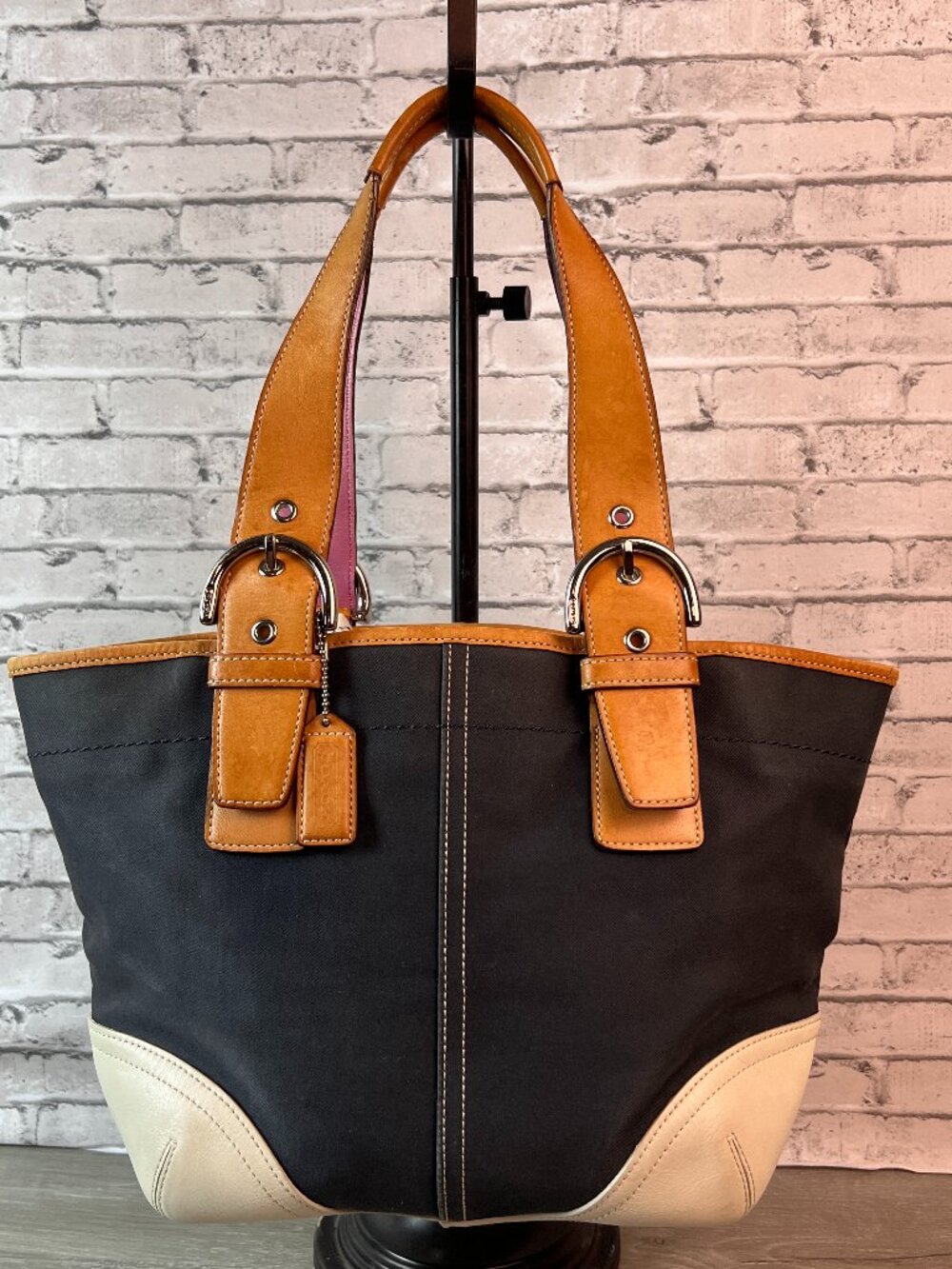 Vintage Coach Mini Soho Canvas and Leather Tote